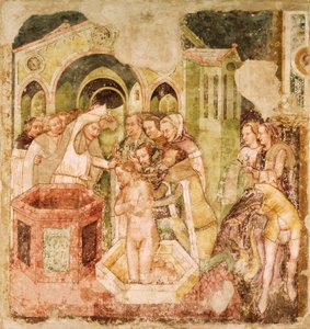 Legenda St Ursula: Englannin prinssin kaste, kirjoittanut Tommaso da Modena (1326-1379), fresko, Santa Caterinan kirkko, Treviso