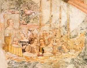 Purjehdus kohti Roomaa, yksityiskohta Stories of St Ursulasta, kirjoittanut Tommaso da Modena (1326-1379), fresko, yksityiskohta, Santa Caterinan kirkko, Treviso tekijältä Tomaso da (late 15th century) Modena