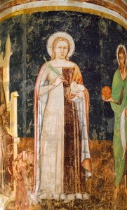 Tommaso da Modenan (1326-1379) Pyhä Agnes, fresko, San Nicolon kirkko, Treviso