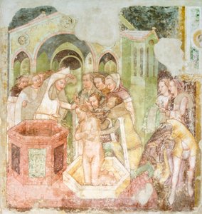 Englannin prinssin kaste, yksityiskohta freskosta Legend of St Ursula tekijältä Tomaso da (late 15th century) Modena
