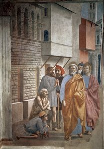 Pyhä Pietari parantamassa sairaita varjollaan - Fresko Tommaso di ser Giovanni di Mone Cassai dit Masaccio (1401-1428), 229,8x161,9 cm
