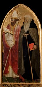 San Giovenale Triptyykki: oikea paneeli Pyhä Anthony Suurella ja Saint Juvenal (Giovenale) - alttaritaulu tekijältä Tommaso Masaccio