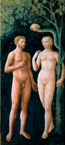 Aadamin ja Eevan kiusaus Fresko Tommaso di Cristofano Fini dit Masolino da Panicale (1383-1440) 1424-1425 su. 208x88 cm Firenze, Santa Maria del Carmine kirkko, Brancaccin kappeli