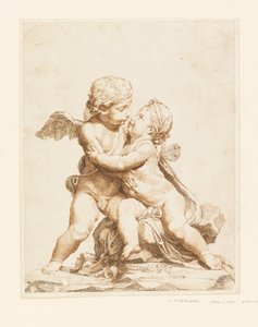 Piirros, Kaksi kupidoa suutelemassa, 1750-90 tekijältä Tommaso Todeschini