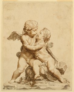 Piirros, Kaksi kupidoa suutelemassa, 1750-90 tekijältä Tommaso Todeschini