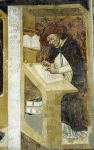 Kardinaali Hugues de Provence - Vanhin tunnettu muotokuva lorgnoneja käyttävästä hahmosta tekijältä Tommaso da Modena Barisino or Rabisino