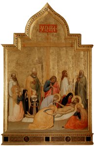 Pieta pyhimyksen Remigiuksen ja pyhimyksen Benedictuksen kanssa (tempera puulla, n. 1365) tekijältä Tommaso di Stefano Giottino