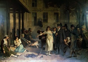 Psykiatri Philippe Pinel (1745-1826) vapauttamassa hulluja kahleistaan Salpetrieren turvakodissa Pariisissa vuonna 1795, Tony Robert-Fleuryn (1837-1911) maalaus