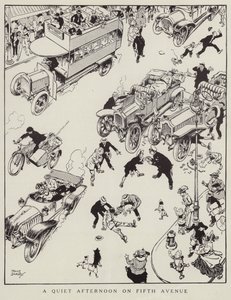 Hiljainen iltapäivä Fifth Avenuella, New Yorkissa (litho)