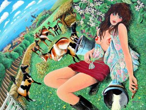 Mae Rose-Cottage haaveilee eroottisista fantasioistaan, 2005 (akryyli paneelissa) tekijältä Tony Todd