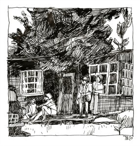 Vintage-tyylinen kuistikohtaus tekijältä Tore Bahnson