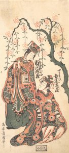 Kohtaus näytelmästä Keisei Kaneni Sakura, 1756.