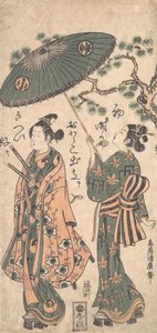 Näyttelijä Arashi Otohachi nuorena samuraina naisen vaatteissa, n. 1756.