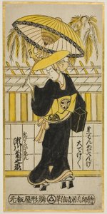 TEAC ja r Kiku Segawan naislääkäri Utabikyuunin jäsenenä te maksaa "Fuji näkee Sato Eiso ga" (?), Esitetty Te Ichimura th, 1742 tekijältä Torii Kiyomasu II