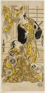 Näyttelijät Ichikawa Danjuro II ja Sodesaki Iseno I tekijältä Torii Kiyomasu II
