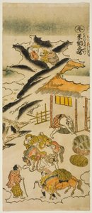 Talvi: Riisin varastointi (Fuyu: kome osame no zu), nro 4 sarjasta "The Four Seasons of Farmers (Shiki no hyakusho)" tekijältä Torii Kiyomasu II