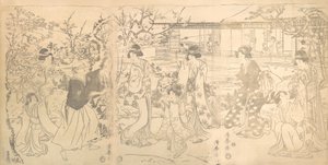 Kohtaus 47 uskollisen jälleenmyyjän Chushingura Vendettasta, n. 1820. tekijältä Torii Kiyomine