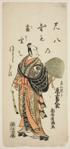Näyttelijä Onoe Kikugoro I roolissa Kyo no Jiro näytelmässä "Fujibumi Sakae Soga", joka esitettiin Ichimura-teatterissa toisena kuukautena vuonna 1763. tekijältä Torii Kiyomitsu I