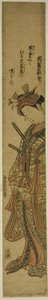 Näyttelijä Segawa Kikunojo II roolissa Oiso no Tora näytelmässä "Soga Moyo Aigo no Wakamatsu", joka esitettiin Nakamura-teatterissa vuoden 1769 ensimmäisessä kuussa. tekijältä Torii Kiyomitsu I