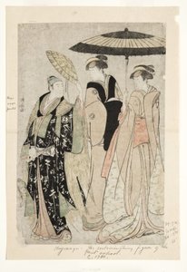 Näyttelijät näytelmässä Oakinai Hiruga kojima, Nakamura Theatre, XI1784, 1784 (puupalikka) tekijältä Torii Kiyonaga