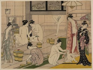 Kylpyhuone, n. 1785 (puupainatus) tekijältä Torii Kiyonaga