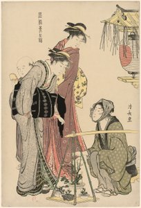 Ruukkukasvien ostaminen sarjasta "A Brocade of Eastern Manners (Fuzoku Azuma no nishiki)" tekijältä Torii Kiyonaga