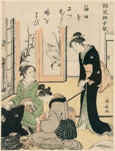 Anoppi kiusaa morsiameta, sarjasta "Humorististen runojen kokoelma (Haifu yanagidaru)" tekijältä Torii Kiyonaga