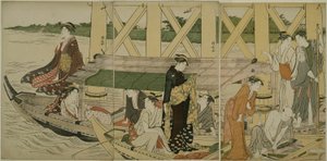 Huviveneet Azuma-sillan alla tekijältä Torii Kiyonaga