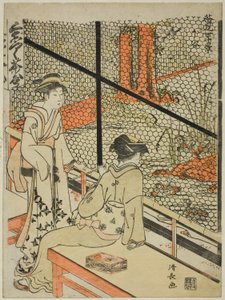 Shitaya, sarjasta "Ten Scenes of Teahouses (Chamise jikkei)" tekijältä Torii Kiyonaga