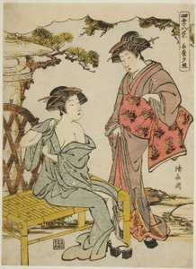 Sunset Glow of Late Summer (Choka no sekisho), sarjasta "Kahdeksan kohtausta neljästä vuodenajasta (Shiki hakkei)" tekijältä Torii Kiyonaga