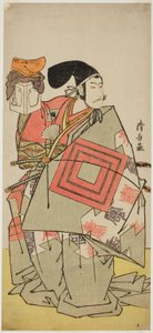 Näyttelijä Ichikawa Danjuro V Minamoto no Yoshiien roolissa näytelmässä "Date Nishiki Tsui no Yumitori", joka esitettiin Morita-teatterissa 11. kuussa 1778 (?) tekijältä Torii Kiyonaga