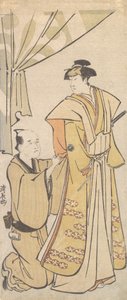 Näyttelijä Nakamura Riko I avustajan kanssa, n. 1784. tekijältä Torii Kiyonaga