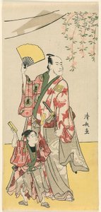 Näyttelijät Ichikawa Danjuro V ja Ichikawa Ebizo IV yhdestätoista näyttelijän pentaptyykistä, jotka juhlivat Soga-veljesten pyhäkön juhlaa tekijältä Torii Kiyonaga