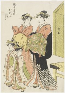 Echizenya-talon kurtisaani Katsuyama, 1700-luvun loppu - 1800-luvun alku. tekijältä Torii Kiyonaga