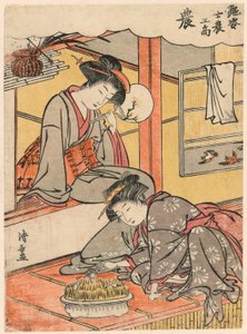Maanviljelijä (Ei) sarjasta Beauties Illustrating the Four Social Classes (Adesugata shi no ko sho) tekijältä Torii Kiyonaga