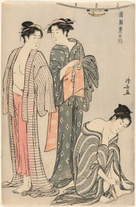 Kolme naista kylvyn jälkeen sarjasta "A Brocade of Eastern Manners (Fuzoku Azuma no nishiki)" tekijältä Torii Kiyonaga
