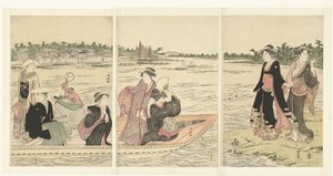 Lautta Sumida-joella tekijältä Torii Kiyonaga