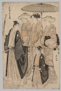 Yoshiwaran ja avustajien nainen, 1752-1815. tekijältä Torii Kiyonaga