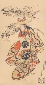 Näyttelijä Sawamura Kodenji naisena Tanabata-festivaalin aikaan, 1698. tekijältä Torii Kiyonobu I