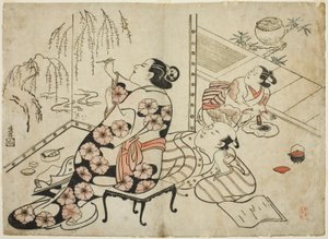 Courtesan Painting a Screen, 12 eroottisen vedoksen sarjasta