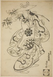 Sawamura Kodenji I Tsuyu no Maena näytelmässä "Kanto Koroku", joka esitettiin Nakamura-teatterissa vuoden 1698 kolmannella kuukaudella (?) tekijältä Torii Kiyonobu I