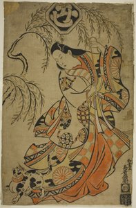 Näyttelijä Uemura Kichisaburo kolmantena prinsessana näytelmässä Wakoku Gosuiden, joka esitettiin Morita-teatterissa kolmannella kuukaudella, 1700 tekijältä Torii Kiyonobu I
