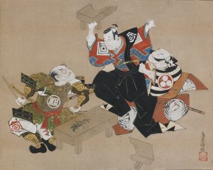 Tear c ja rs Ichikawa Dan Juro Kun olin esi-isä, ajattelin d Ogawa Mae Kudo Suketsune, vai mitä? 1715. tekijältä Torii Kiyonobu I
