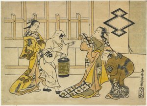Ichikawa Danju _ Ro_ Hyvä, Fujimura Solder Yu _ Hyvä, Katsuyama Matagoro _ ja Sanogawa Mangiku, 1719 tekijältä Torii Kiyonobu I Torii Kiyonobu I