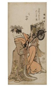 Kabuki-näyttelijä Segwa Kikunojo III naisroolissa (onnagata), n.1794-1795 (puupalikka paperilla)