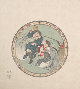 Ebisu ja Daikoku, kaksi seitsemästä onnenjumalasta, 1800-luku.