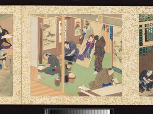 Käsityöläiset, kaunottaret ja vuosittaiset tapahtumat tekijältä Toyohara Kunichika