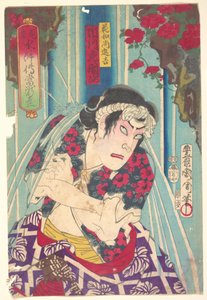 Kuvitteellinen muotokuva, näyttämön Shuihuzhuan: Tōryūdai (Mitate Suikoden Tōrōdai) - näyttelijä Ichikawa Sadanji esittää Hanaoshō Shinkichiä tekijältä Toyohara Kunichika