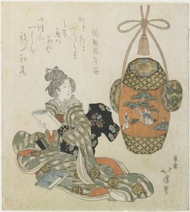 (Nainen lukee kirjaa), 1800-luvun alku tekijältä Toyota Hokkei