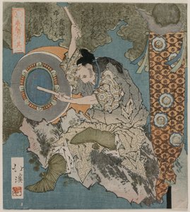 Jumala soittaa rumpua sarjasta The Spring Cave, 1825. tekijältä Toyota Hokkei